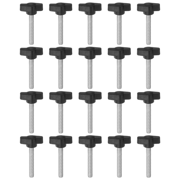Uxcell 20 Packs M6 x 45mm Male Thread Tee Wing Knobs Thumb Screw Clamping Knobs Grip Black