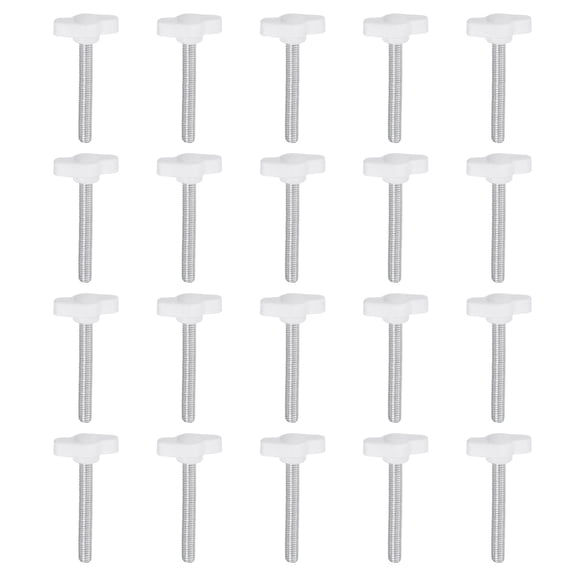 Uxcell 20 Packs M6 x 45mm Male Thread Tee Wing Knobs Thumb Screw Clamping Knobs Grip White