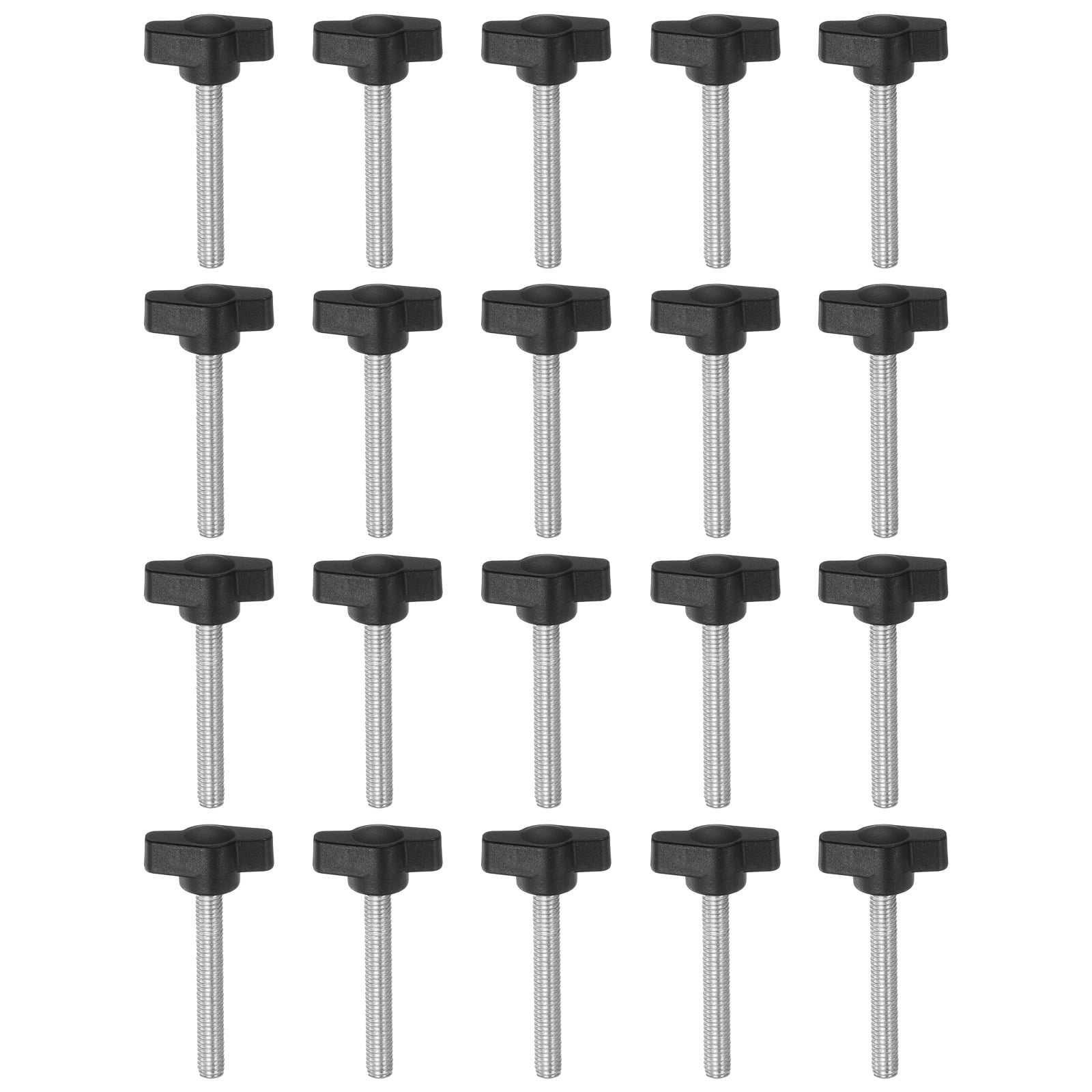 Uxcell 20 Packs M6 x 50mm Male Thread Tee Wing Knobs Thumb Screw