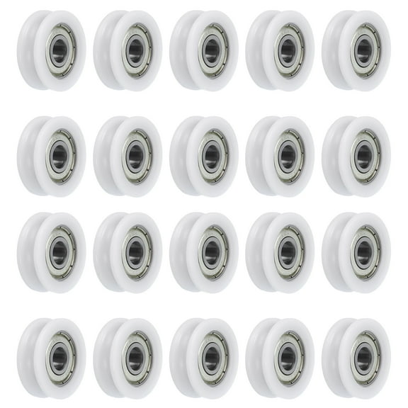 Uxcell 20 Packs U608ZZ Nylon Pulley U-Groove Ball Bearing 8x30x10mm U Groove Roller Wheel (GCr15) Chrome Steel Bearings