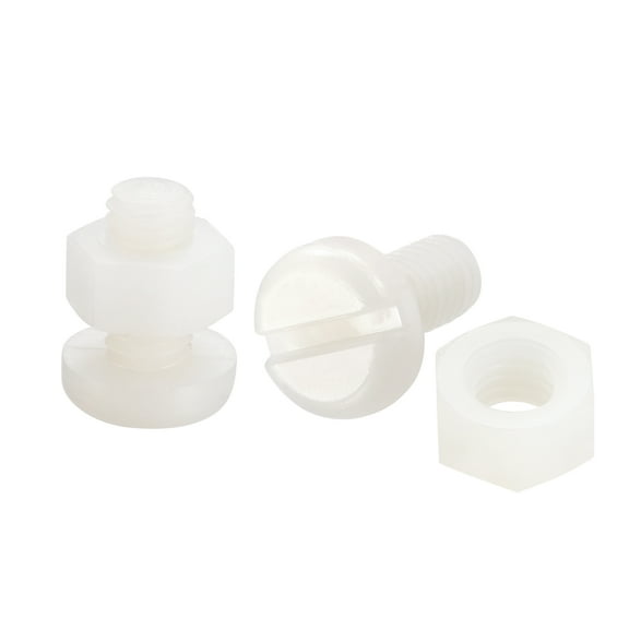 Uxcell 20 Pairs Nylon Screw Nut Assortment, M6x12mm Slotted Pan Head Screws & M6 Hex Nuts