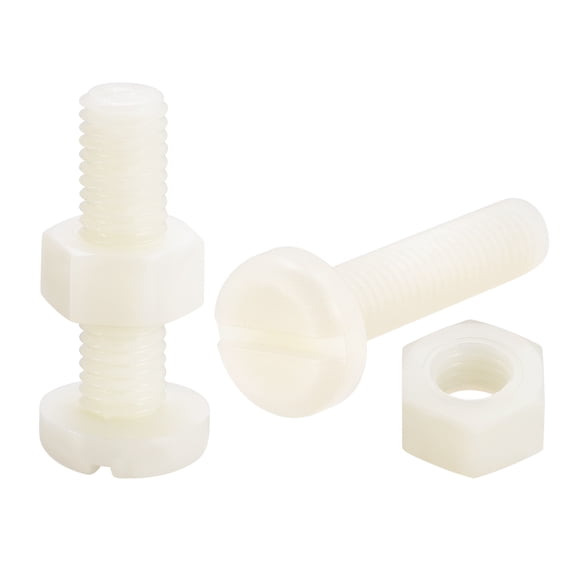 Uxcell 20 Pairs Nylon Screw Nut Assortment, M8x30mm Slotted Pan Head Screws & M8 Hex Nuts