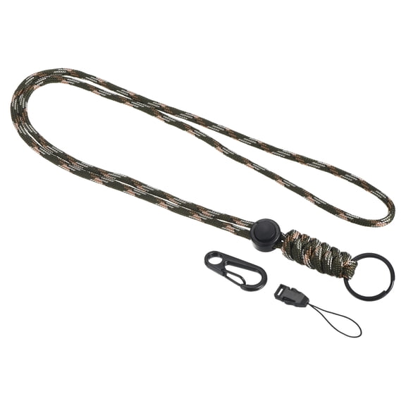 Uxcell 20" Paracord Lanyard Necklace Keyring Clasp Strap Badge Holder, Camouflage Green