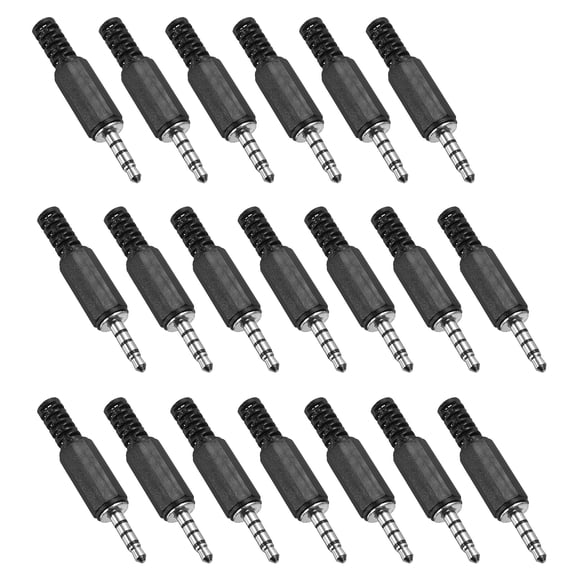 Uxcell 20 Pcs 1/8" TS Audio Male Plug, 3.5mm Mono Jack Plug Adapter Replacement, 3 Pole Solder Jack Cable Connector for Speaker Microphone Guitar (Black)