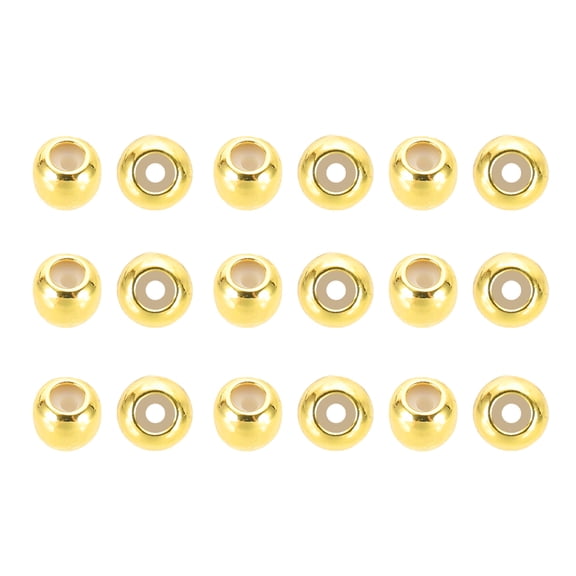 Uxcell 20 Pcs 14K Stopper Positioning Spacer Beads, 4mm Adjustable Slider Clasps Round Beads Metal Loose Beads for Bracelets Necklace Jewelry Making DIY Craft, Light Gold Tone