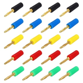 Uxcell 20 Pcs 2mm Banana Plugs, 10A 6mm OD 26.5mm Length Speaker Wire Cable Plugs Connectors, Banana Jack Connector for Speaker Wire Audio Video Cable, 5 Colors
