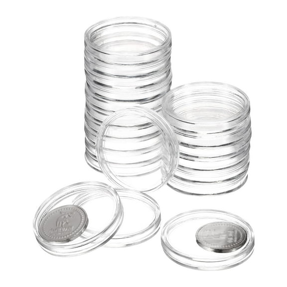 Uxcell 20 Pcs 39mm Silver Dollar Coin Holders Plastic Coin Covers Acrylic Clear Round Coin Collection Supplies