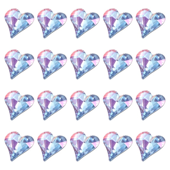 Uxcell 20 Pcs 3D Heart AB Blue Purple Nail Charm Rhinestones 12x13mm K9 Glass Crystal Rhinestones Pointed Back Crooked Heart Gems