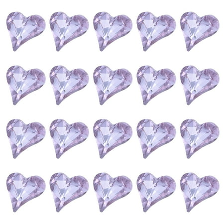 Uxcell 20 Pcs 3D Heart Violet Purple Nail Charm Rhinestones 12x13mm K9 Glass Crystal Rhinestones Pointed Back Crooked Heart Gems