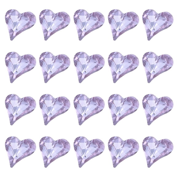 Uxcell 20 Pcs 3D Heart Violet Purple Nail Charm Rhinestones 12x13mm K9 Glass Crystal Rhinestones Pointed Back Crooked Heart Gems