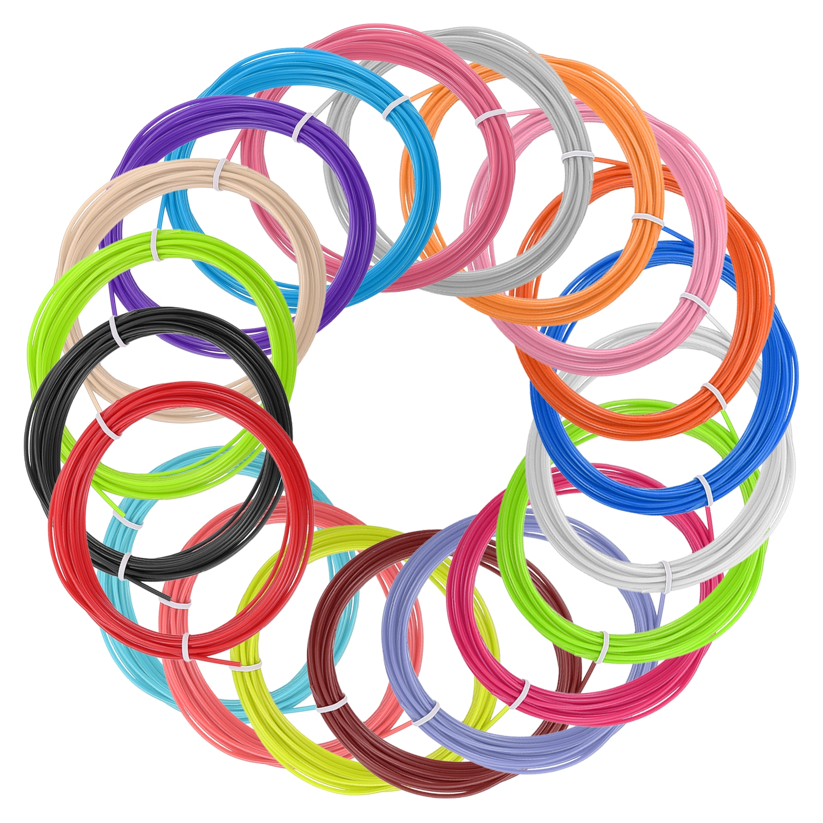 Uxcell 20 Pcs 3D Pen Filament, 1.75mm Dia 16.4ft Length PLA 3D Printing Pen Filament Refills for 1.75mm 3D Printing Pen, 20 Colors