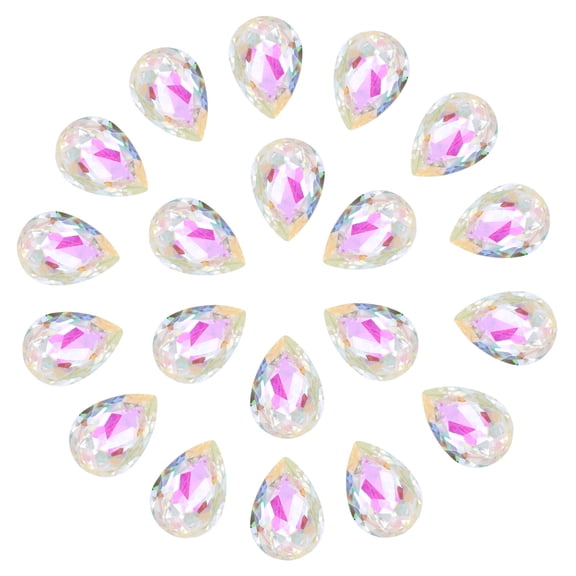 Uxcell 20 Pcs 3D Teardrop Rhinestones Diamond Nail Charm Crystal Pointback K9 Glass Rhinestones, 10x14mm, AB Transparent