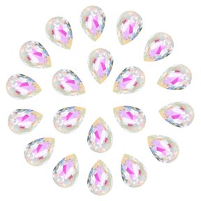 Uxcell 20 Pcs 3D Teardrop Rhinestones Diamond Nail Charm Crystal Pointback K9 Glass Rhinestones, 10x14mm, AB Transparent