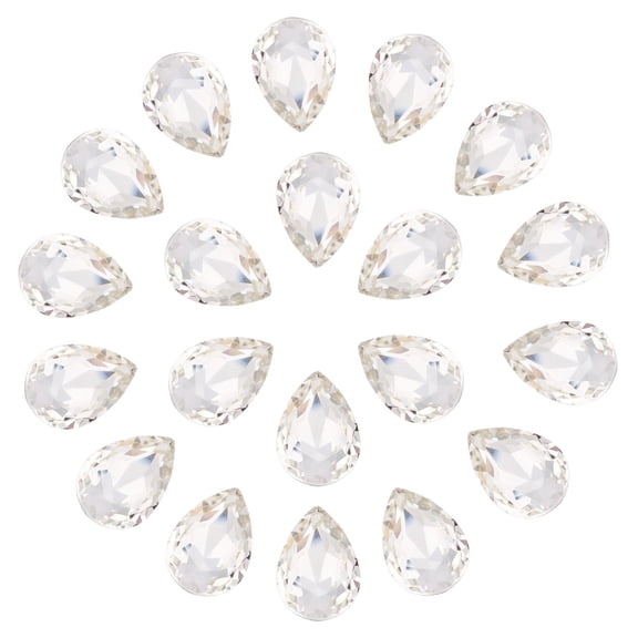 Uxcell 20 Pcs 3D Teardrop Rhinestones Diamond Nail Charm Crystal Pointback K9 Glass Rhinestones, 10x14mm, Silvery