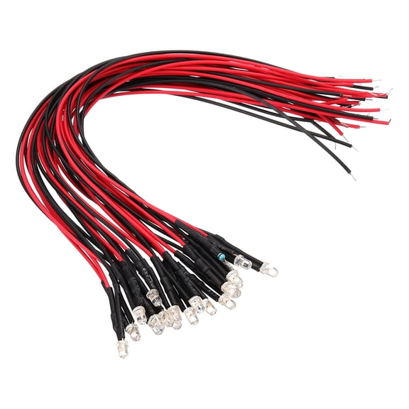 Uxcell 20 Pcs 3mm Pre-Wired Small Emitting LED Lights Width 6V Light,Pink High Brightness LED Diode Light for DIY Electronics Experiments, Indicator Lights, PCB Circuits