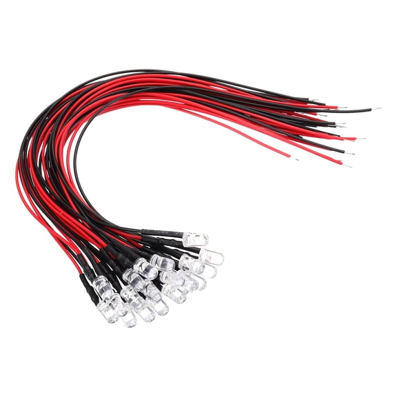 Uxcell 20 Pcs 5mm Pre-Wired Small Emitting LED Lights Width 3V Light,Yellow High Brightness LED Diode Light for DIY Electronics Experiments, Indicator Lights, PCB Circuits