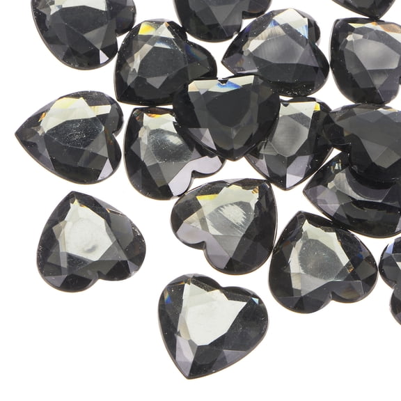 Uxcell 20Pcs Acrylic Heart Rhinestone 25mm Flat Back Plastic Gems for Jewelry Making, Transparent Gray
