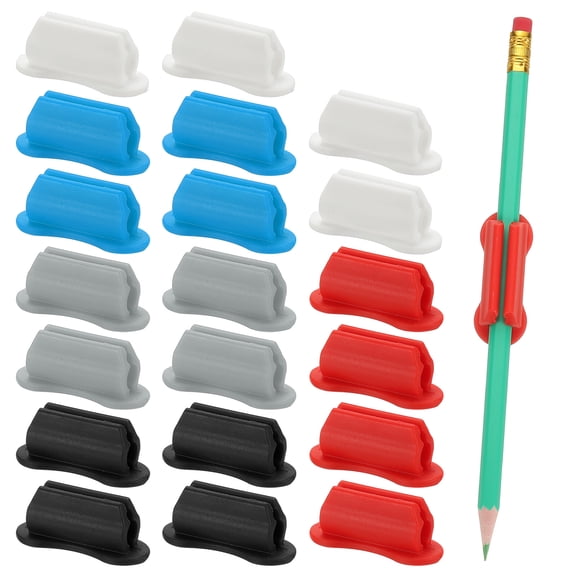 Uxcell 20 Pcs Adhesive Pencil Holders for Desk, Universal Pencil Clip Silicone Pen Holder Office Desk Pen Organizer for Wall Clipboard Teacher Supplies, Multicolor