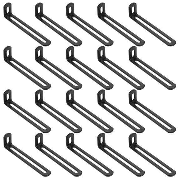 Uxcell 20 Pcs Adjustable Right Angle Brackets, Slotted L-Shape Corner Bracket 4.7"x1.2"x0.7", 90 Degree Steel l Bracket Support for Shelves, Wood Furniture Construction, Black