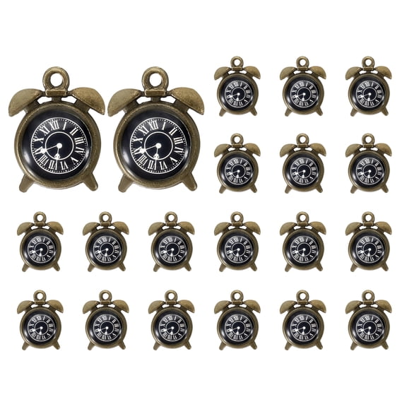 Uxcell 20 Pcs Alloy Watch Clock Charm Pendant, Dark Bronze, 0.6 x 0.5 Inch