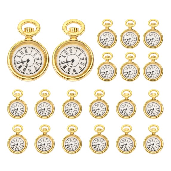 Uxcell 20 Pcs Alloy Watch Clock Charm Pendant, Gold Tone, 0.67 x 0.5 Inch