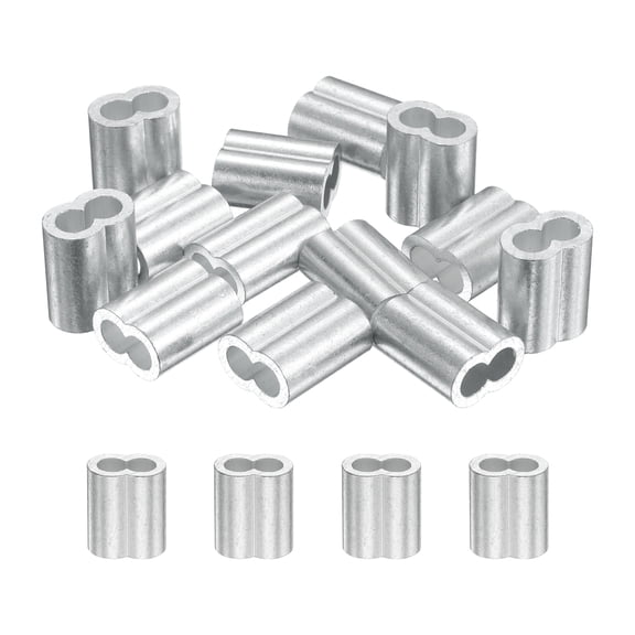 Uxcell 20 Pcs Aluminum Crimping Loop Sleeve,1/4 Inch(6mm) Oval Wire Rope Loop Sleeve Crimps Ferrule for Wire Rope and Electric Wires End Assortment