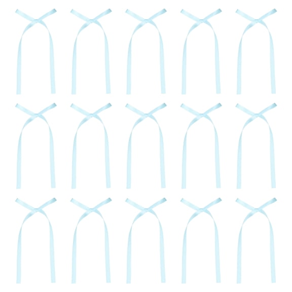 Uxcell 20 Pcs Bow Cake Bowknot Decorations, 3x5.7 Inch Satin Bowknot for Cake Dessert Craft DIY, Light Blue