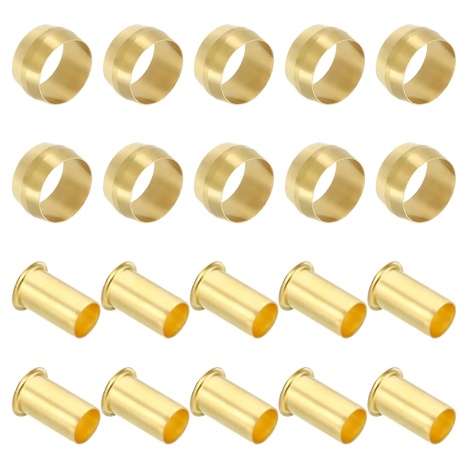 Uxcell 20 Pcs Brass Compression Sleeves Ferrules for 1/2 Inch OD Hose ...