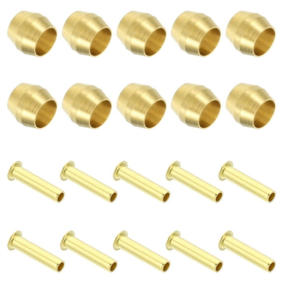 Uxcell 20 Pcs Brass Compression Sleeves Ferrules for 3/16 Inch OD Hose Tube