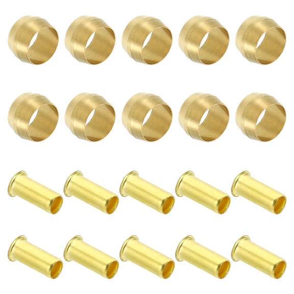 Uxcell 20 Pcs Brass Compression Sleeves Ferrules for 5/16 Inch OD Hose Tube
