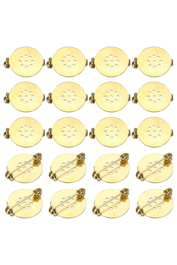 20 Pcs Brooch Pin Backs, 17mm Blank Round Disc Lapel Pin Backs for Jewelry Making DIY Crafts Badges Corsage, Brass