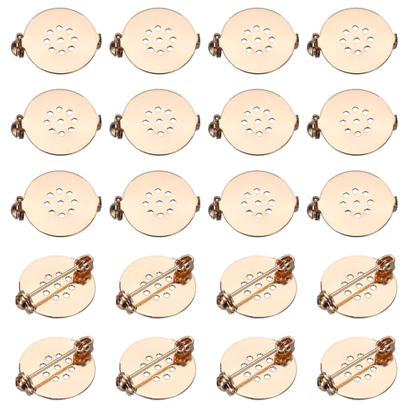 Uxcell 20 Pcs Brooch Pin Backs, 17mm Blank Round Disc Lapel Pin Backs for Jewelry Making DIY Crafts Badges Corsage, K Gold
