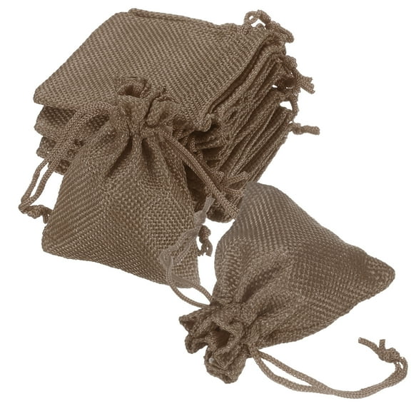 Uxcell 20 Pcs Burlap Bags with Drawstring, 2.8 x 3.5 Inch Favor Sacks Bag Jewelry Pouches for Christmas Thanksgiving Birthday, Coffee