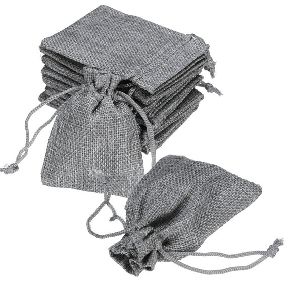 Uxcell 20 Pcs Burlap Bags with Drawstring, 2.8 x 3.5 Inch Favor Sacks Bag Jewelry Pouches for Christmas Thanksgiving Birthday, Silver Gray