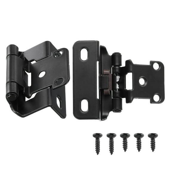 Uxcell 20 Pcs Cabinet Hinges for Kitchen Cabinet Door, 1/2" Overlay Partial Wrap Kitchen Cabinet Hinges, Black