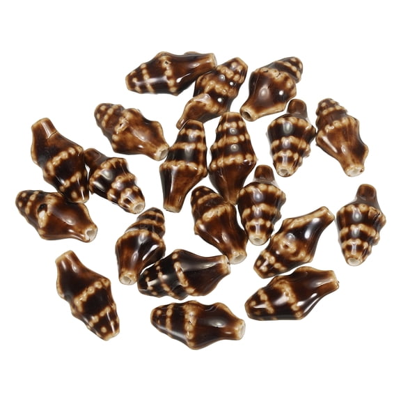 Uxcell 20 Pcs Ceramic Conch Shell Beads, 20mm Ocean Theme Spacer Bead Porcelain Seashell Spacer for Jewelry Making DIY Bracelets Earring Necklace Keychain Crafts, Coffee