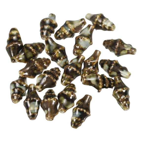 Uxcell 20 Pcs Ceramic Conch Shell Beads, 20mm Ocean Theme Spacer Bead Porcelain Seashell Spacer for Jewelry Making DIY Bracelets Earring Necklace Keychain Crafts, Brown