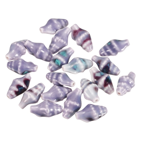 Uxcell 20 Pcs Ceramic Conch Shell Beads, 20mm Ocean Theme Spacer Bead Porcelain Seashell Spacer for Jewelry Making DIY Bracelets Earring Necklace Keychain Crafts, Purple