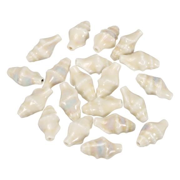 Uxcell 20 Pcs Ceramic Conch Shell Beads, 20mm Ocean Theme Spacer Bead Porcelain Seashell Spacer for Jewelry Making DIY Bracelets Earring Necklace Keychain Crafts, Beige