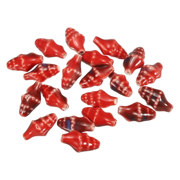 Uxcell 20 Pcs Ceramic Conch Shell Beads, 20mm Ocean Theme Spacer Bead Porcelain Seashell Spacer for Jewelry Making DIY Bracelets Earring Necklace Keychain Crafts, Red