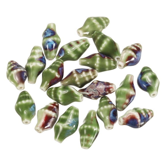 Uxcell 20 Pcs Ceramic Conch Shell Beads, 20mm Ocean Theme Spacer Bead Porcelain Seashell Spacer for Jewelry Making DIY Bracelets Earring Necklace Keychain Crafts, Green