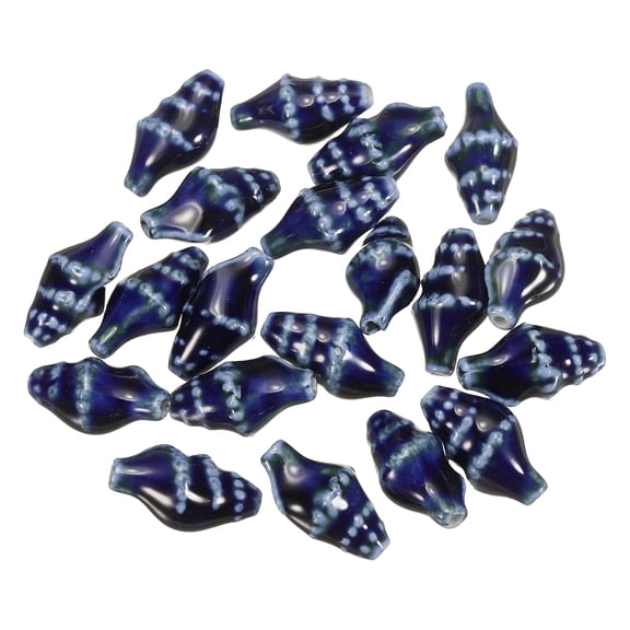 Uxcell 20 Pcs Ceramic Conch Shell Beads, 20mm Ocean Theme Spacer Bead Porcelain Seashell Spacer for Jewelry Making DIY Bracelets Earring Necklace Keychain Crafts, Dark Blue