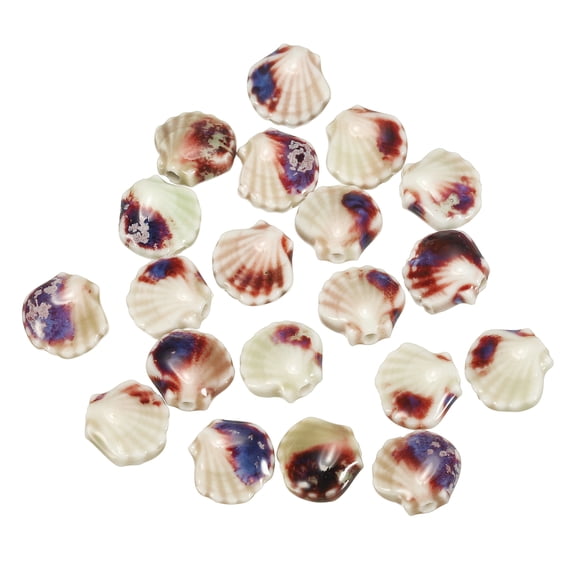 Uxcell 20 Pcs Ceramic Shell Beads, 11mm Ocean Theme Spacer Bead Porcelain Seashell Spacer for Jewelry Making DIY Bracelets Earring Necklace Keychain Crafts, Green-Red