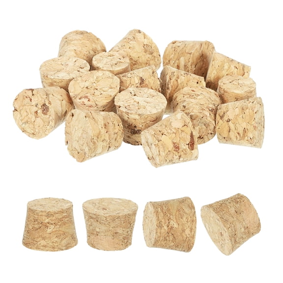Uxcell 20 Pcs Cork for Bottles Stoppers Cork Plugs, 0.59x0.47x0.51 Inch Soft Wood Natural Tapered Corks for Bar Restaurant DIY Crafts