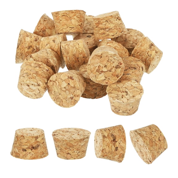 Uxcell 20 Pcs Cork for Bottles Stoppers Cork Plugs, 0.75x0.59x0.51 Inch Soft Wood Natural Tapered Corks for Bar Restaurant DIY Crafts
