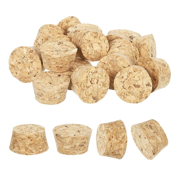 Uxcell 20 Pcs Cork for Bottles Stoppers Cork Plugs, 0.91x0.75x0.51 Inch Soft Wood Natural Tapered Corks for Bar Restaurant DIY Crafts