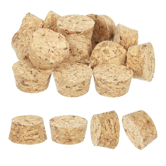 Uxcell 20 Pcs Cork for Bottles Stoppers Cork Plugs, 0.94x0.79x0.51 Inch Soft Wood Natural Tapered Corks for Bar Restaurant DIY Crafts