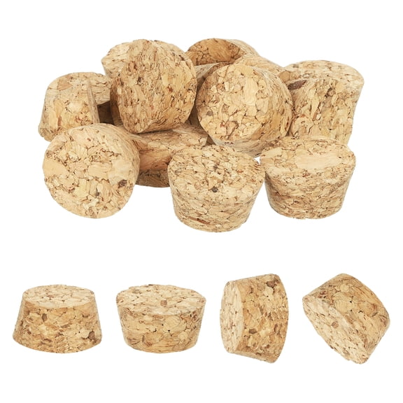 Uxcell 20 Pcs Cork for Bottles Stoppers Cork Plugs, 1.16x0.98x0.63 Inch Soft Wood Natural Tapered Corks for Bar Restaurant DIY Crafts