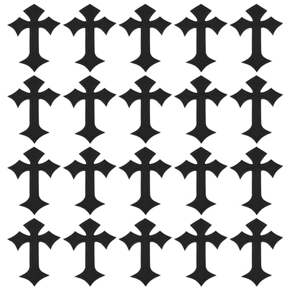 Uxcell 20 Pcs Cross Embroidered Patches Iron on Decorative Patches, 4.1"Lx2.8"W, Black