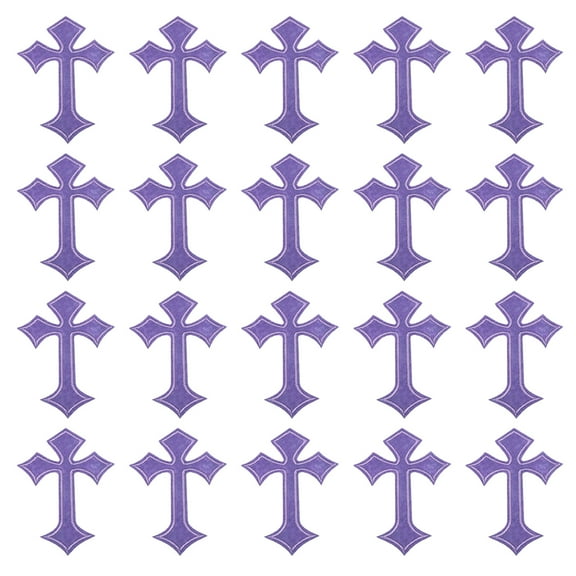 Uxcell 20 Pcs Cross Embroidered Patches Iron on Decorative Patches, 4.1"Lx2.8"W, Purple